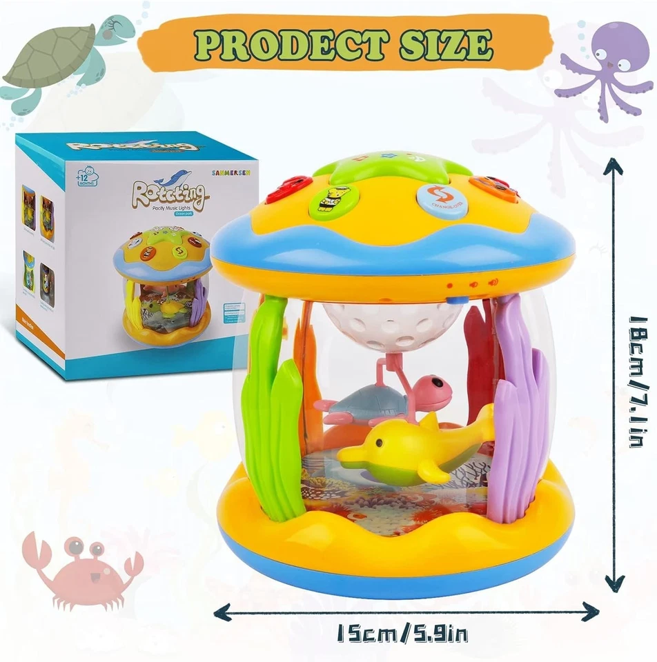 Juguetes para bebés de 6 a 12 meses - Proyector de océano Juguetes musicales para bebés para 1 Foto 3 de 4