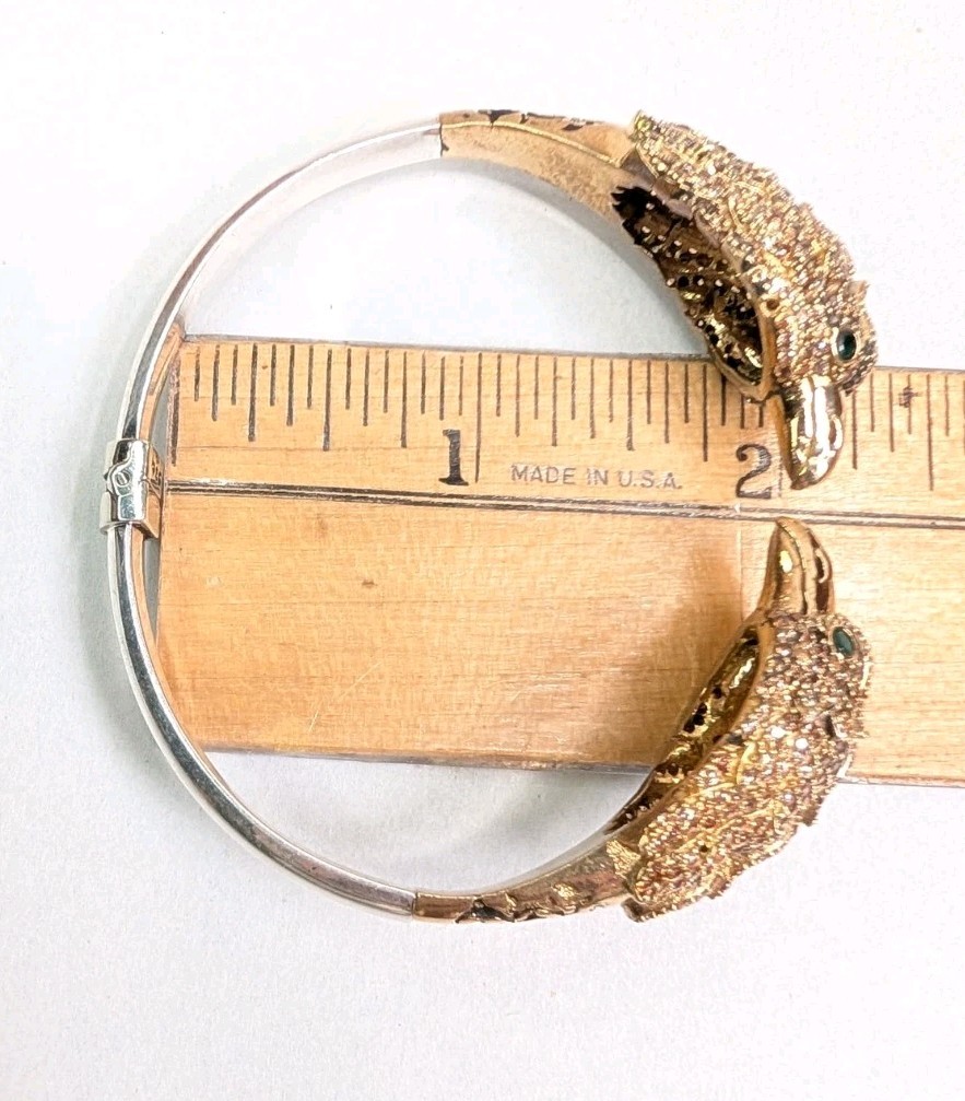 Double Eagle Head Bracelet Hawk Hinged Bangle Ste… - image 15