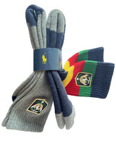 Polo Ralph Lauren Men's Cuff Striped/Crest Crew Socks 2-Pack US 10-13 Grey/Multi