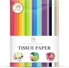 Tissue Paper for Gift Wrapping (100 Sheets) 20 Assorted Colors, 