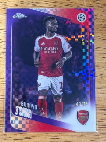 2025-26 Topps Chrome UEFA - Bukayo Saka Purple X-Fractor /75 England Arsenal