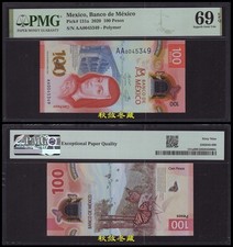 Mexico 100 Pesos 2020, Polymer, AA Prefix, IBNS Winner Note, PMG69