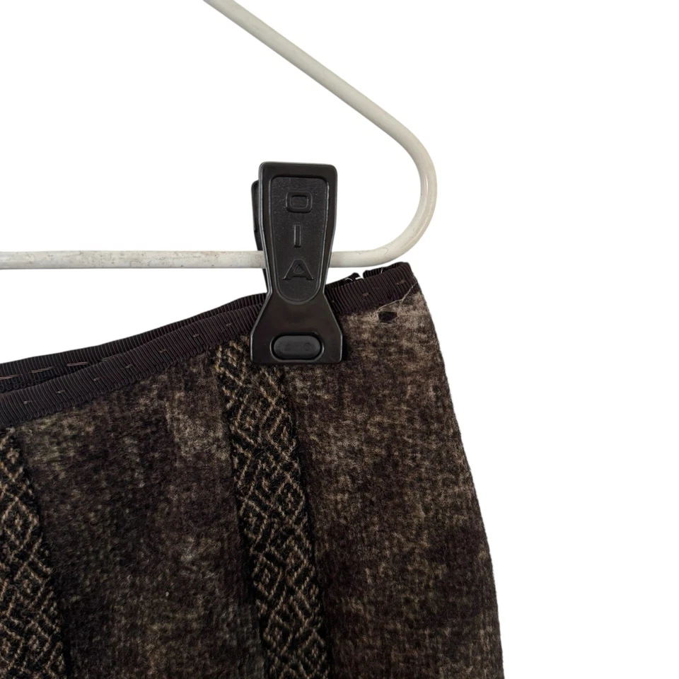 Falda Acampanada De Lana Plisada Marrón De Colección Elie Tahari S/M Forrada con Cremallera Lateral Usada en Excelente Condición Foto 4 de 4