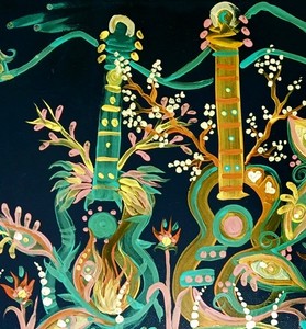 STUNNING LARA POTTER GUITAR PAINTING! ONE OF HER BEST! SIGNED TITLED AND DATED