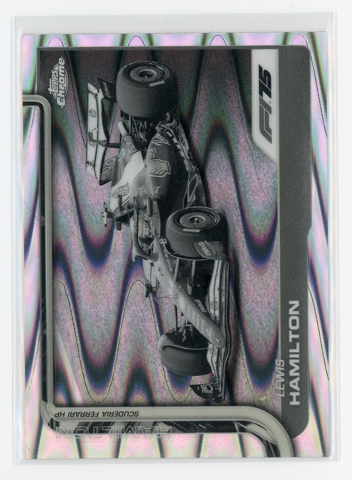 2025 Topps Chrome Formula 1 Car Lewis Hamilton #76 Black And White Raywave
