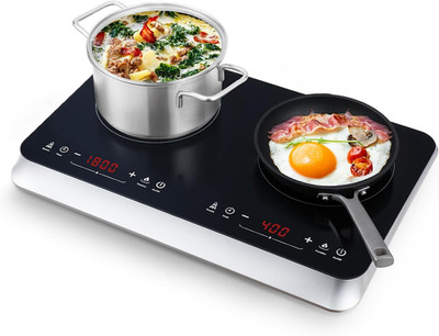 Double Induction Cooktop Burner with Fast Warm-Up Mode, 1800W 2 Burner with 10 T