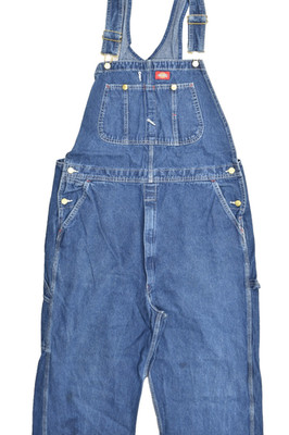 Dickies Men's Indigo Blue Denim Bib Overalls Carpenter Style Size 38x32 Cotton