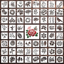 60Pcs Flower Stencils for Painting, Reusable 3 Inch Painting Stencils for Wood 