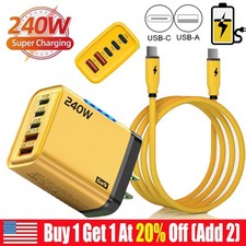 240W Fast Charging USB Type C Wall Charger For iPhone Samsung Android Phone