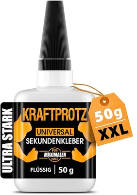50 g Sekundenkleber extra stark  Inkl Anti Austrocknungs Spitze  KRAFTPROTZ 