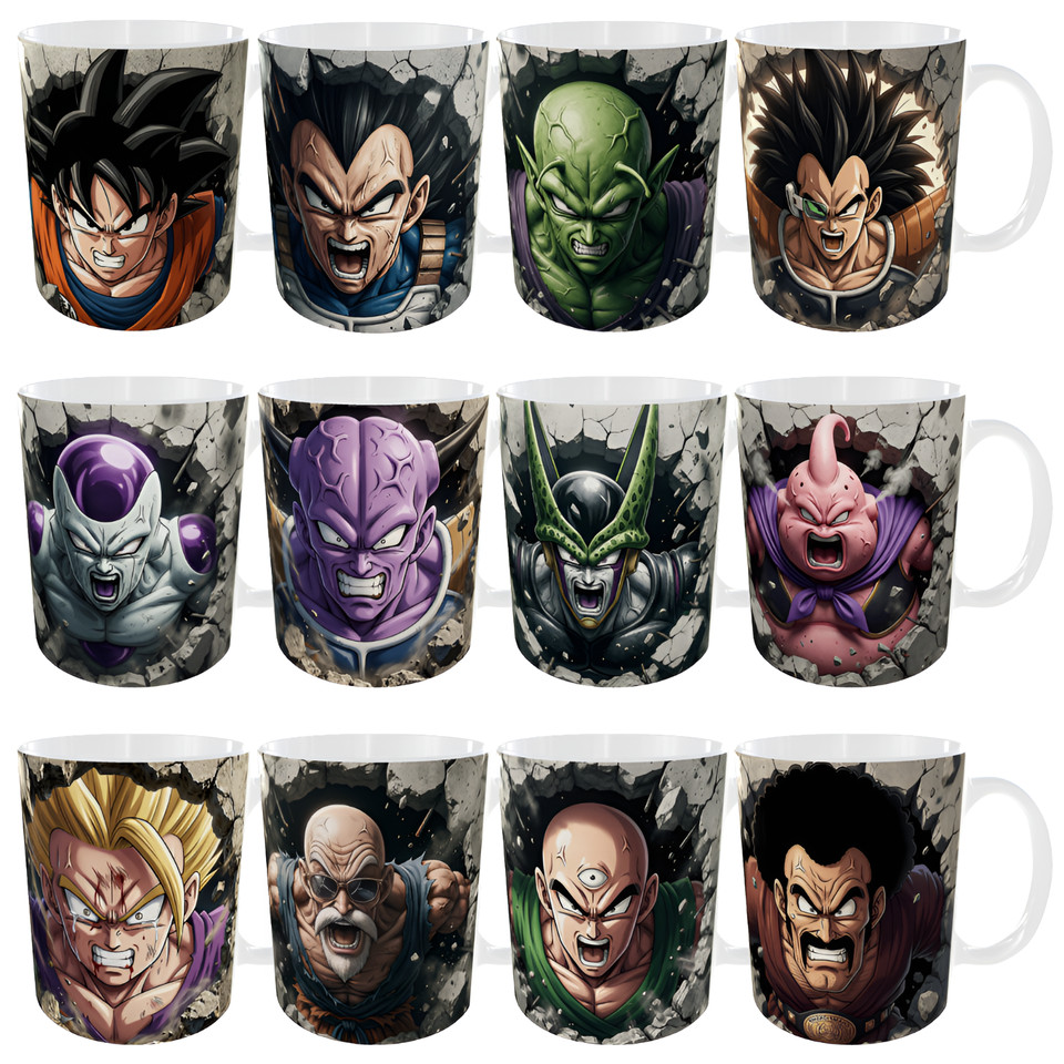 25 tazas de té de café Dragon Ball Z 3D Pro diferentes 325 ml 11 oz taza de cerámica blanca