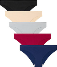 Bikini Underwear for Women Cheeky Panties Soft No Show Seamless Hipster 5 Pack L