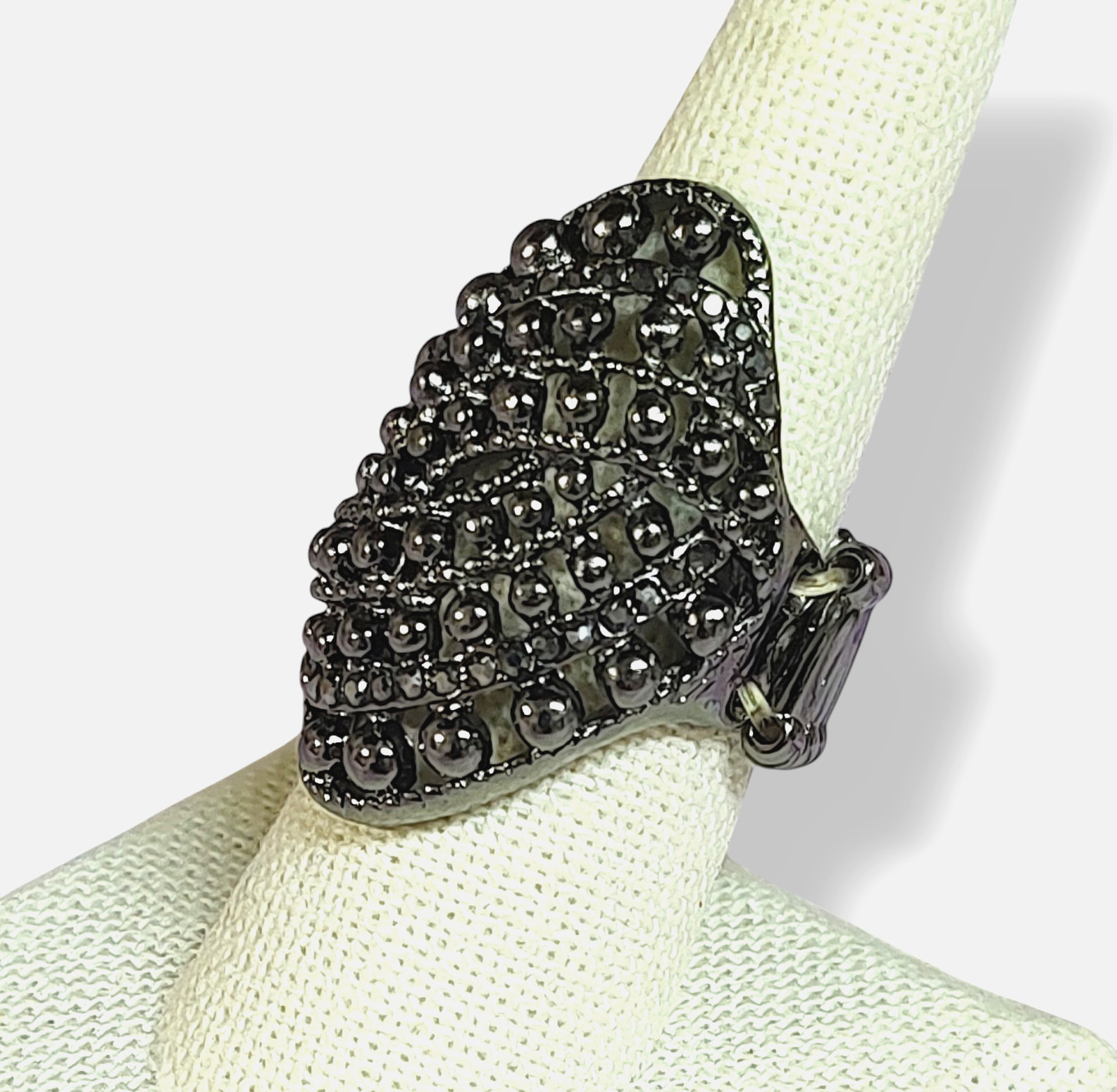 Adjustable Gunmetal Chunky Statement Ring - image 3