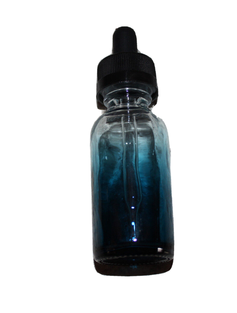 Brand New 1 Oz Blue Teal Shaded Glass Bottle w Dropper Bulb Cap  Essential Oils