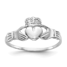 14k White Gold Polished Claddagh Ring Gift for Women Size 7