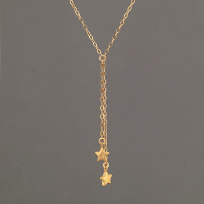 Two Stars Gold Fill Y Lariat Drop Necklace also in Sterling Silver Charm