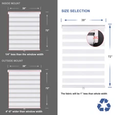 LUCKUP Cordless Zebra Blinds Roller Shades for Window Day and Night Blind 72"