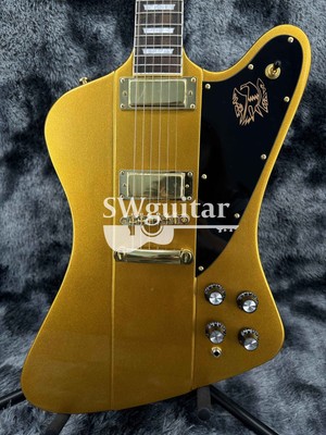 US Warehouse Gold top Firebird Electric Guitart Fixed Bridge Solid Body Gold Par