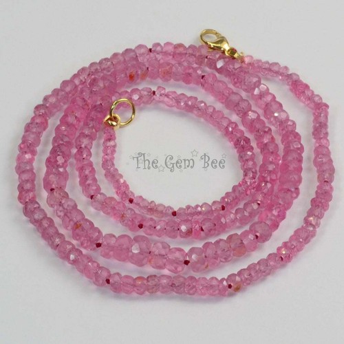 18K Solid Gold Untreated No Heat Bubblegum Pink Mahenge Spinel Faceted Rondelle - Picture 6 of 10