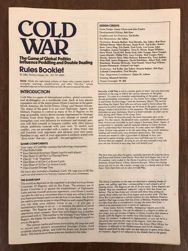 Board Game, Cold War, Victory Games/Avalon Hill, 1984 - Picture 7 of 12