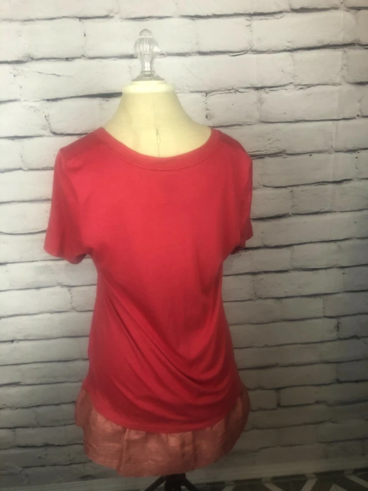 LOGO "Instant Chic" Rosa Para Mujer Talla M Manga Corta Estilo Túnica Camisa con Volantes Foto 3 de 4