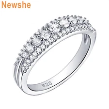 Newshe Wedding Anniversary Bands Wedding Bands for Her 925 Sterling Silver 5A CZ