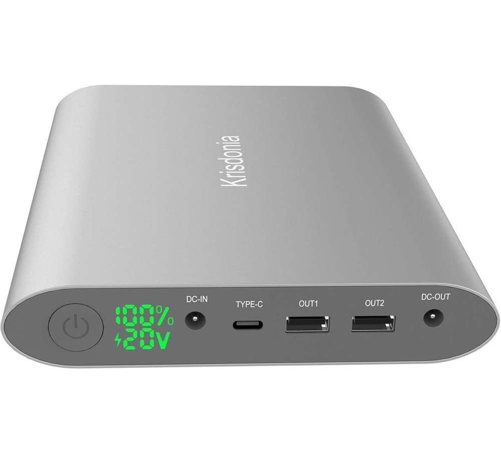 Krisdonia 50K mAh Slim Silver Laptop Power Bank – Fast Charging Portable Charger