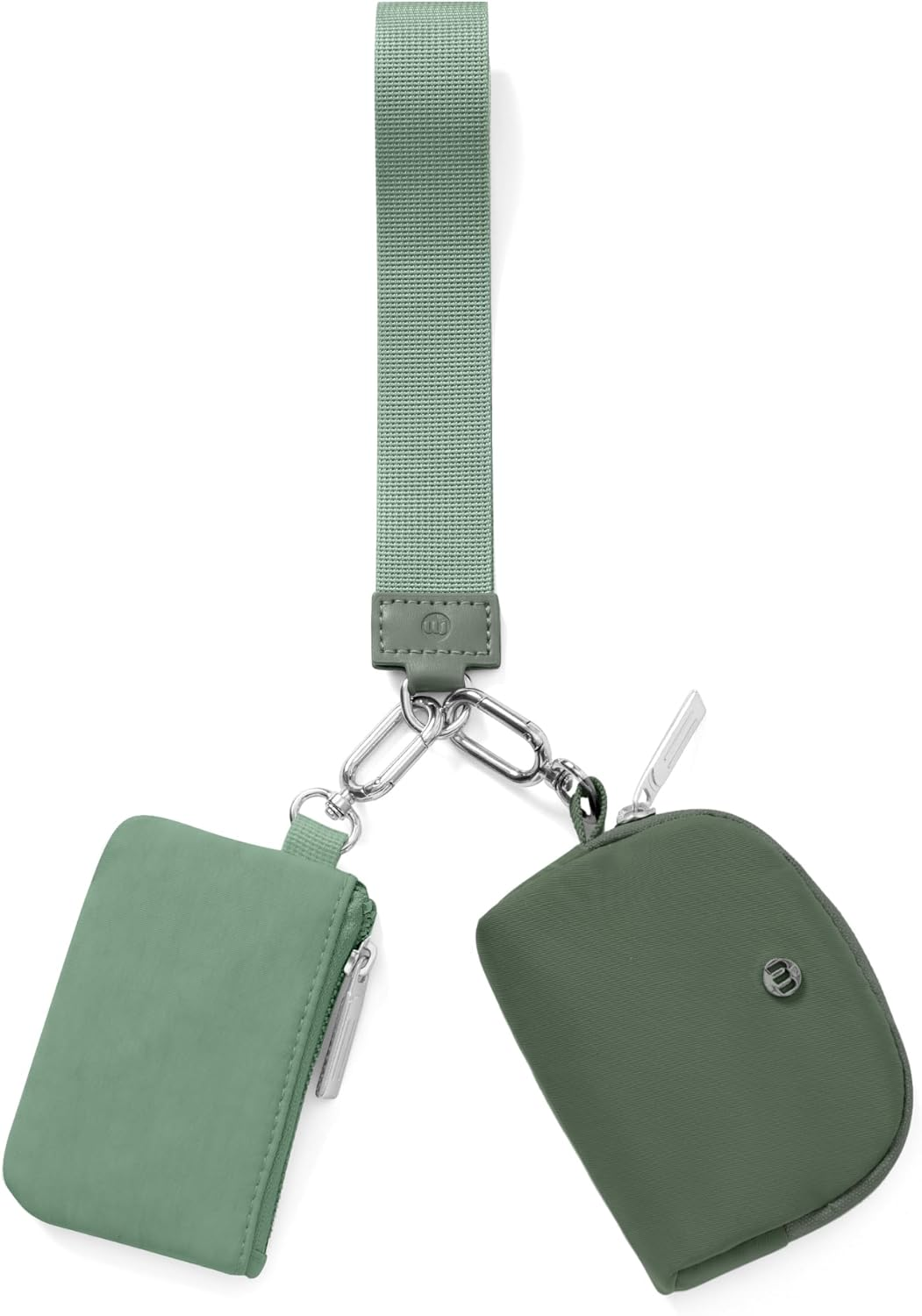 Mini Zip around Wristlet Wallet for Women Dual Pouch Wristlet Portable Keychain