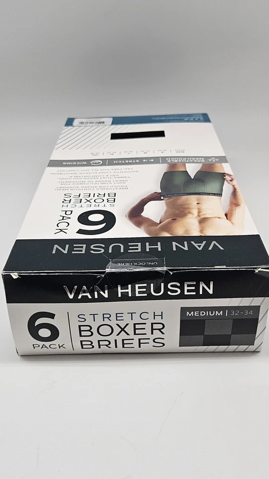 VAN HEUSEN Men s M L XL 6 Pk Stretch Microfiber Boxer Briefs Tag-Free Black Gray - Image 3 of 3