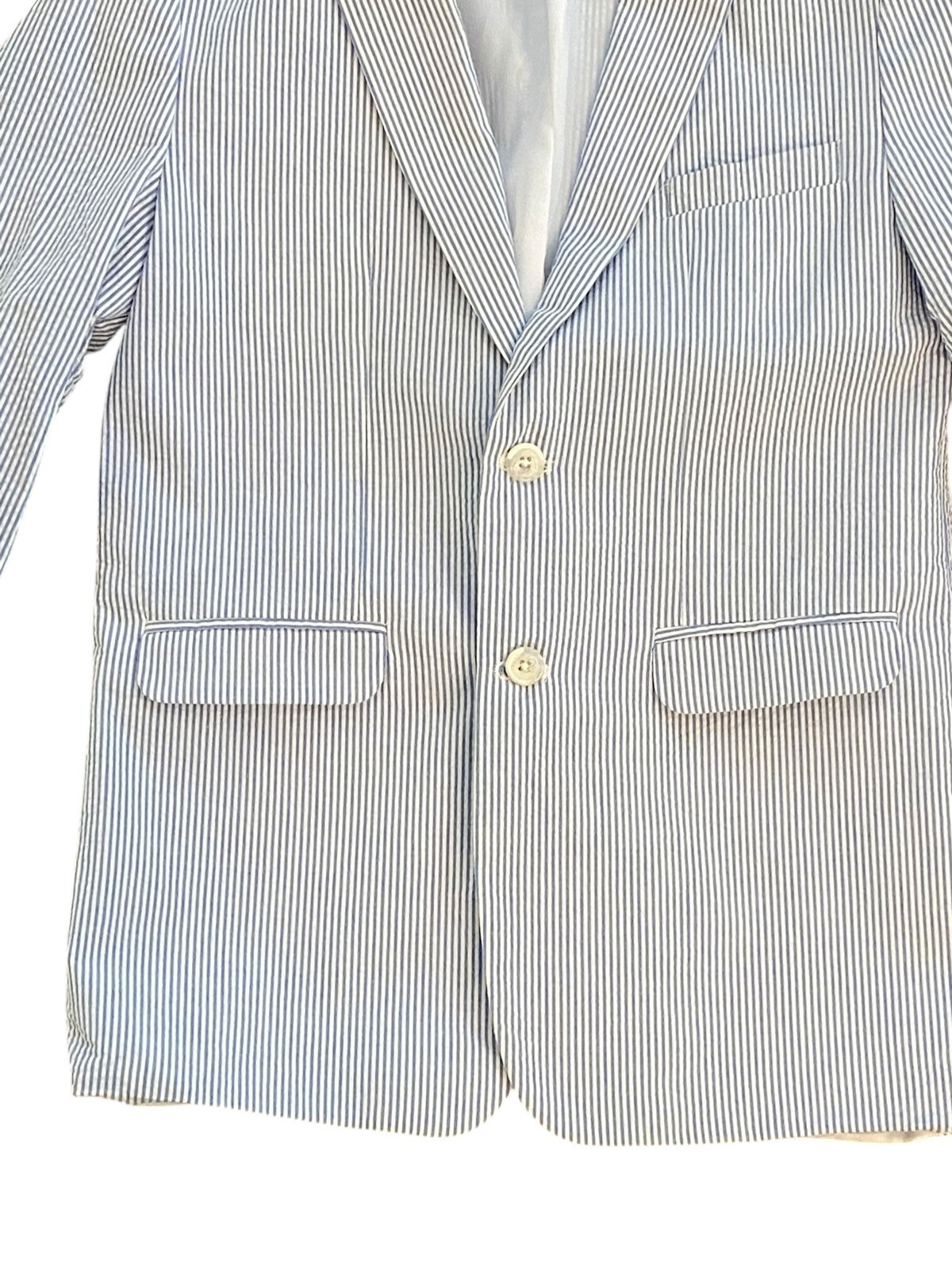 Izod Seersucker 2-Button Blazer Boys 16 Jacket Blue White St