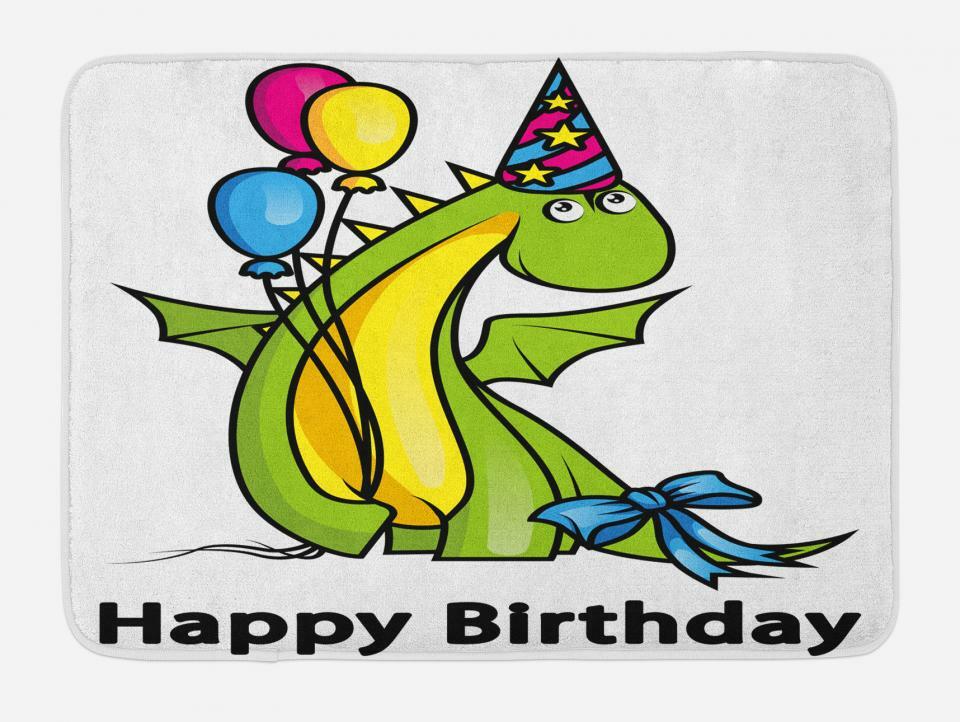 Non-Slip Plush Kids Birthday Bath Mat 29.5x17.5