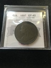 1897  High Tide,  Great Britain,  Penny, Coin Mart Graded**EF-40** KM# 790