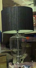 Large heavy table lamp  Black  shade glass  Oak  Furniture Land  rrp £250