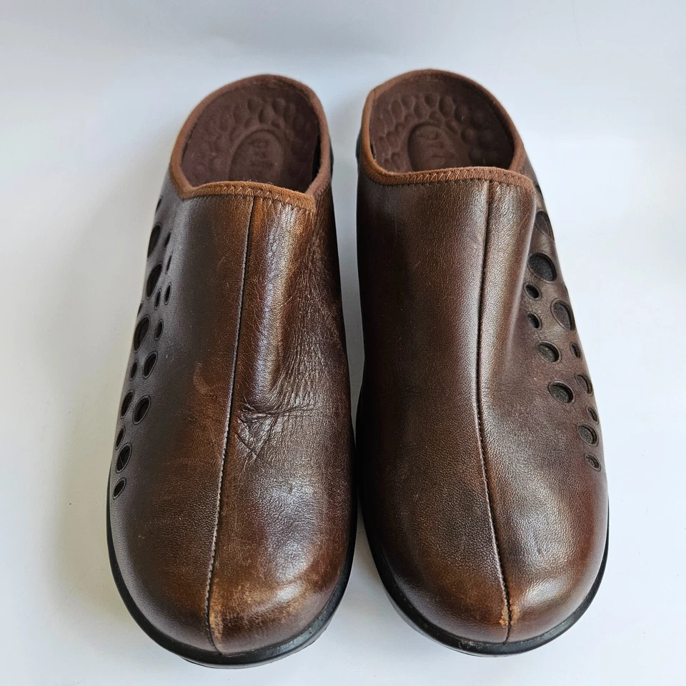 Privo by Clarks Zapatos Para Mujer 8M Zuecos Mules Cuñas Sin Cordones Cuero Marrón 71338 Foto 3 de 4