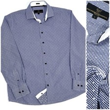 Men's Versace 19-69 Abbigliamento Sportivo SRL Dress Shirt L Blue Fine Plaid