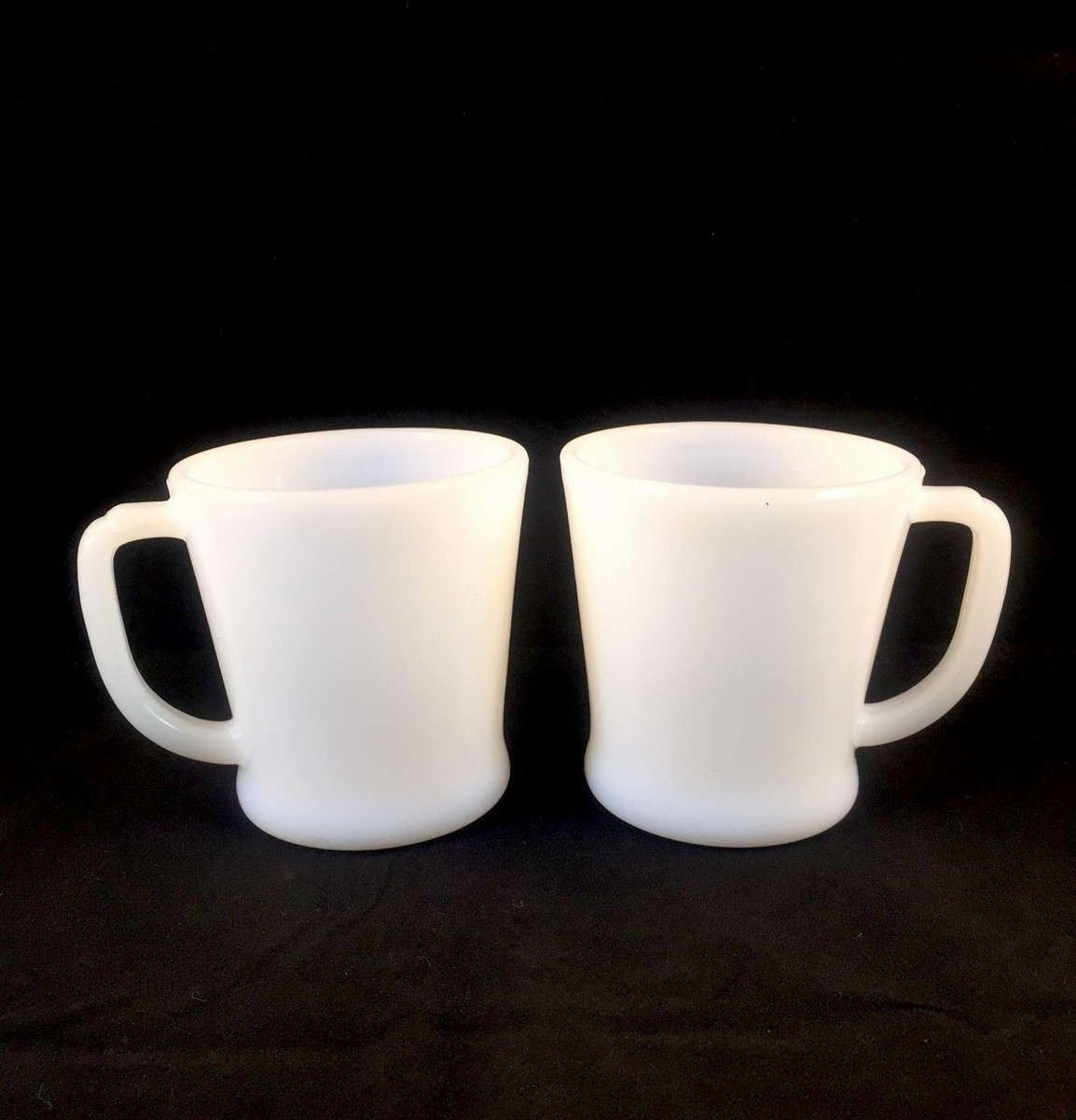 Set Of 2 Vtg Fire King D HANDLE Milk White Coffee Cup Mug