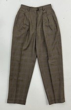 LRL Ralph Lauren Womens 6 Petite Worsted Wool Pants Lined Pleated Plaid Cuffed