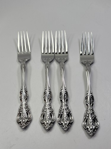 Oneida Michelangelo Set 4 Dinner Fork Heirloom Glossy Floral Flatware 7.25