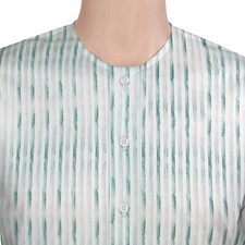Men's Mandarin Dress Collarless Green Printed Stripes Grandad Formal Party Shirt