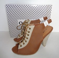 Odeon Ladies Beige Tan Womens Shoes Party Heels Ankle Boots New UK Size 5