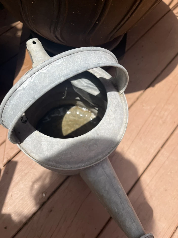 Lot Of Two Vintage Watering Cans Galvanized Metal Double Handle & Sprinkler Head - Image 3 of 4