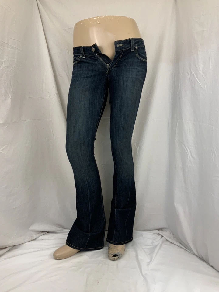 Paige Jeans Sz 27 Blue Dark Wash Cotton Poly Bootcut Low Rise YGI V1-231 - Image 2 of 4
