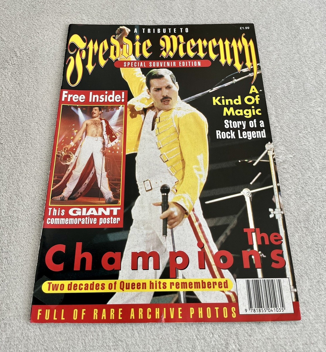 FREDDIE MERCURY QUEEN 1991 Tribute Poster Music Special Magazine