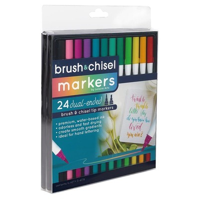 Dual Tip Marker Set Brush Chisel 24 piece
