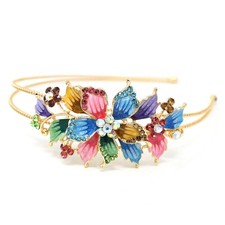 New Fashion Crystal Rhinestone gold tone metal big Flower design Headband 1212
