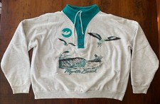 Vintage 90s Myrtle Beach Sweatshirt White Heather Teal Graphic Sz L/XL