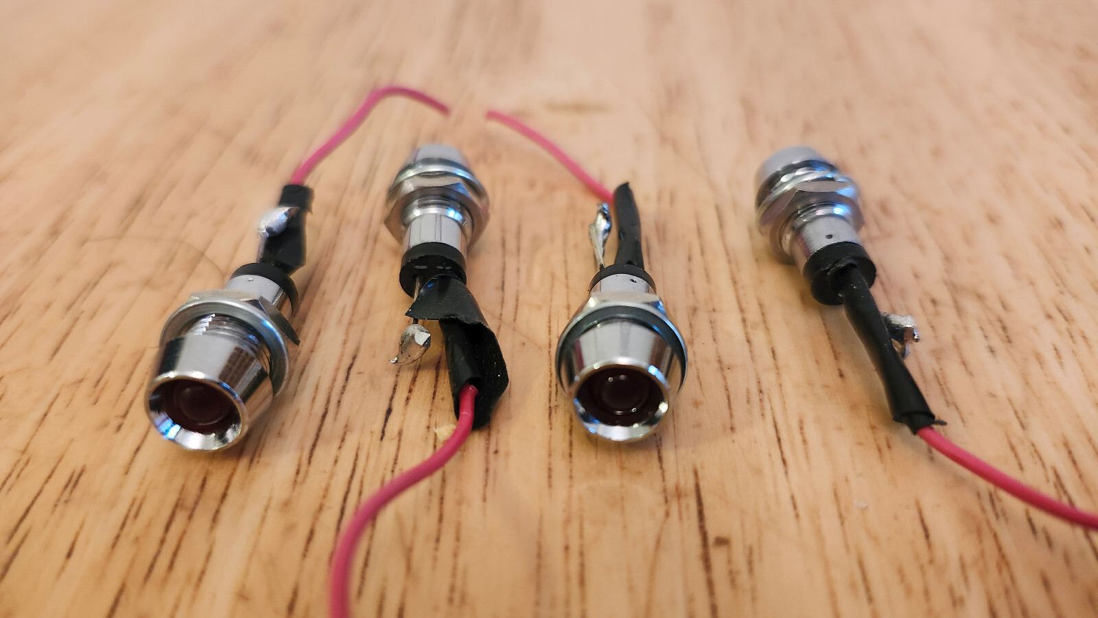 Panel Mount LED - Red - Chrome - 5V - 5/16" Mounting w Lockwasher, used set of 4