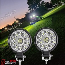2Pcs ROUND 48W LED Work Lights High Beam LED Headlight Fit John Deere Tractor 