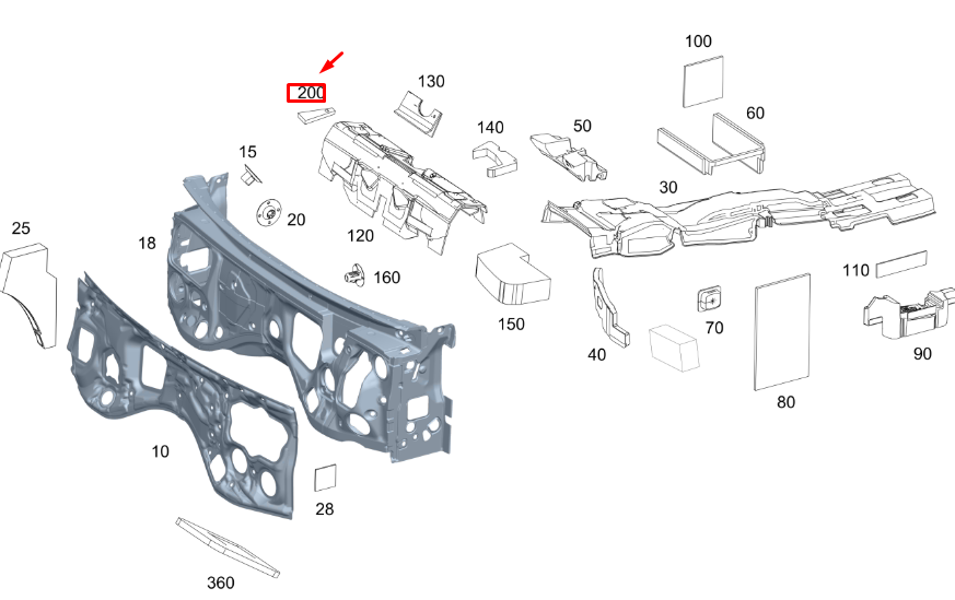 MERCEDES-BENZ GLE W167 Stoßdämpfer für obere Feuerwand A1676827002
