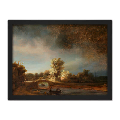 Rembrandt Landscape With A Stone Bridge Landscape Framed Wall Art Print 18X24 In